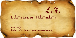 Lézinger Hümér névjegykártya